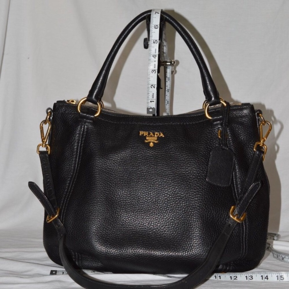 Prada Black Pebbled Leather Bag 2-way